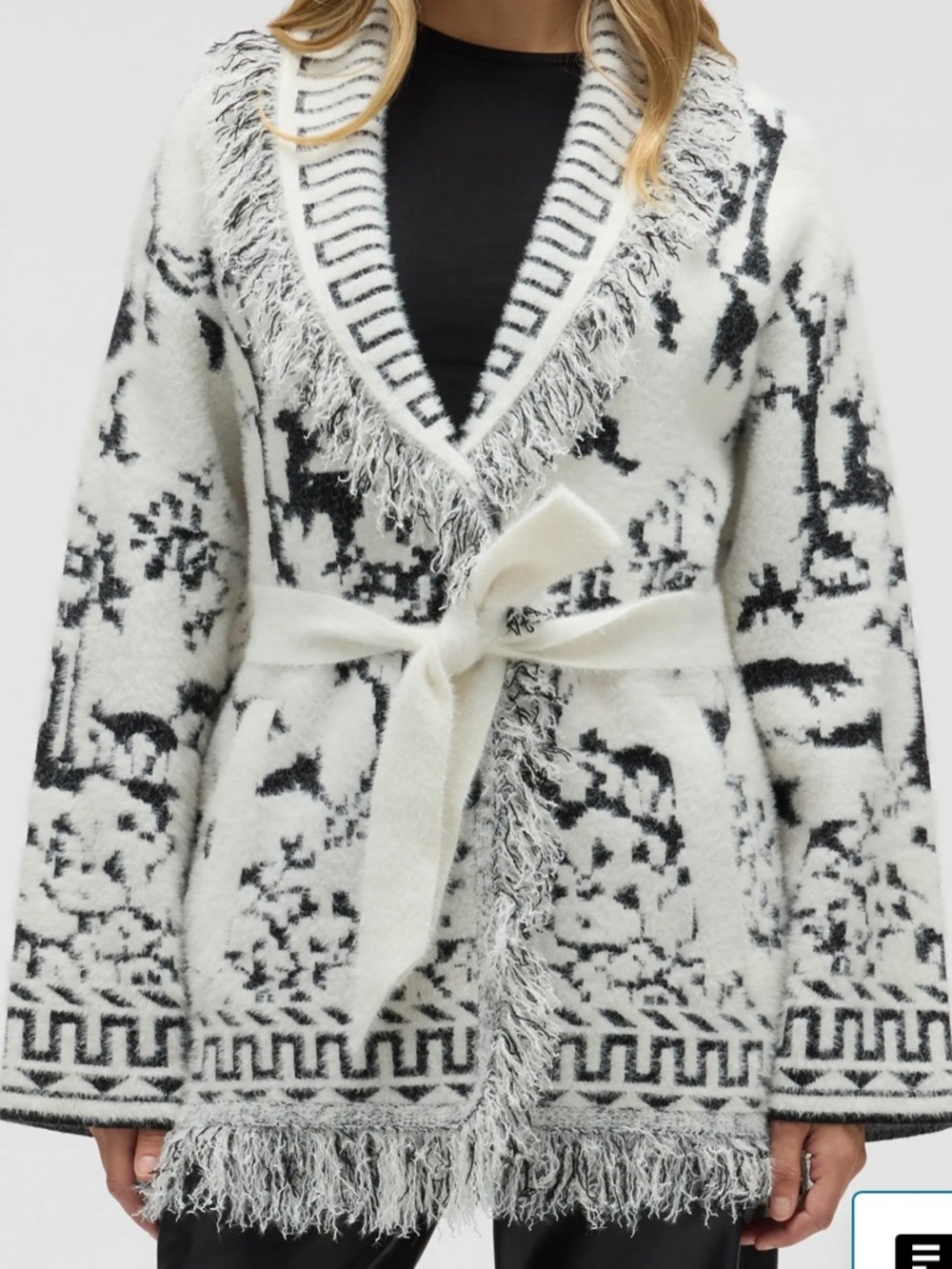 NVLT Knit Fringe Cardigan Sweater